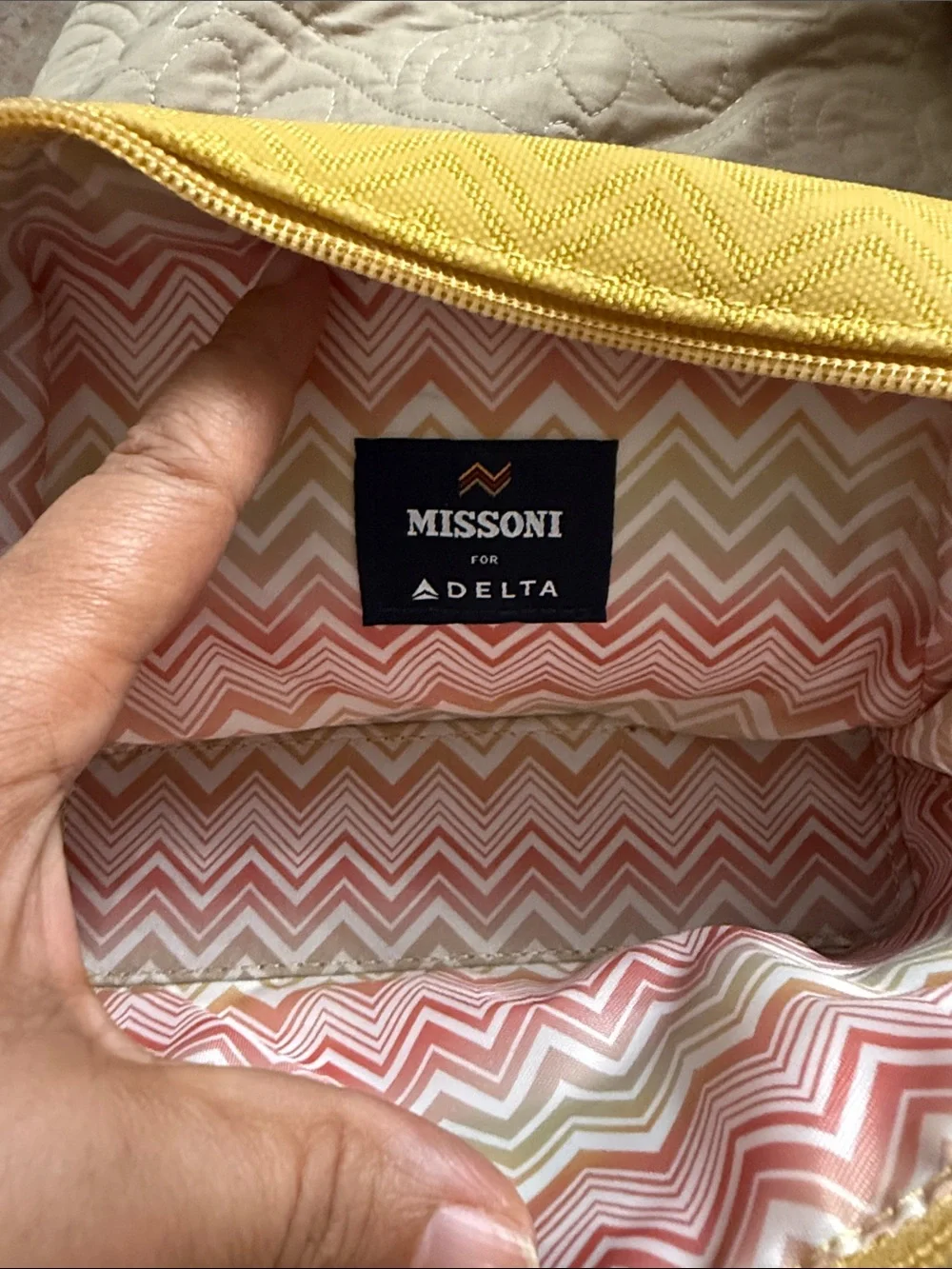 Missoni Yellow Chevron Zip Cosmetic Pouch
